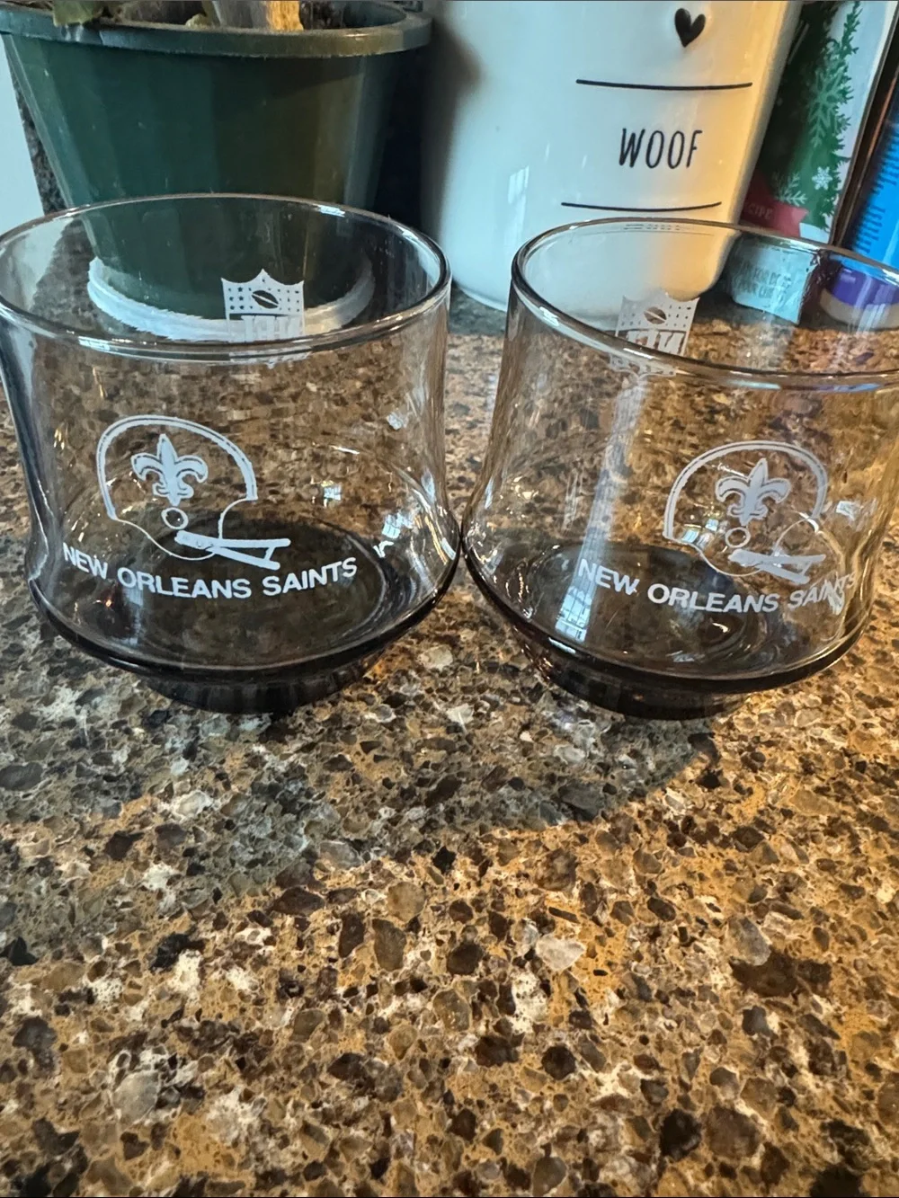 Small Smoky Clear Glasses - Set of 2 - New Orleans Saints